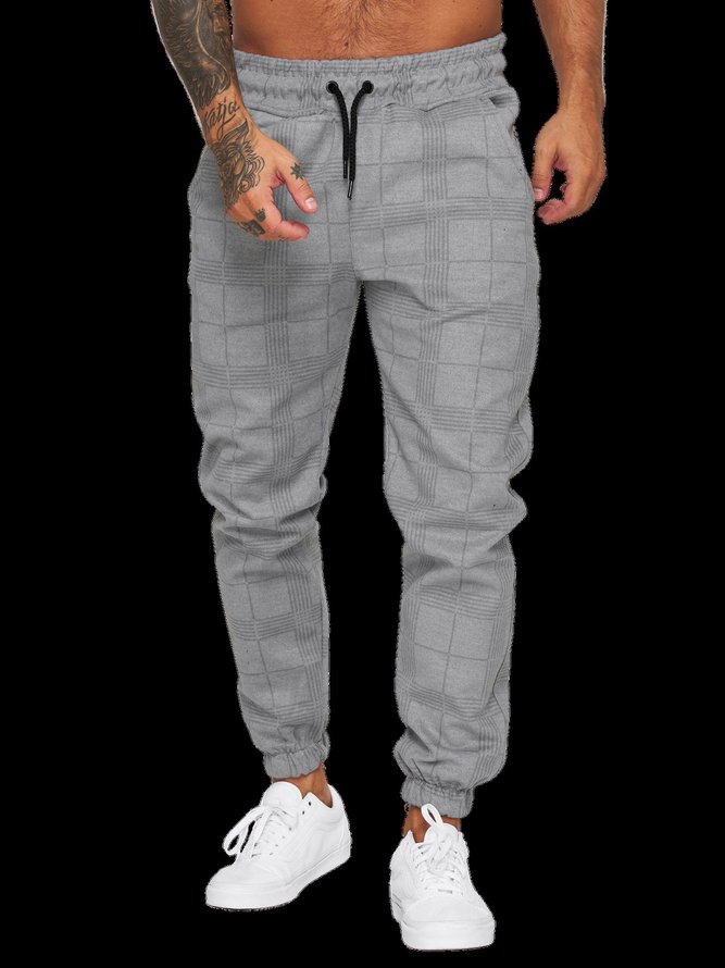 Herren Kariert Weit Freizeithose