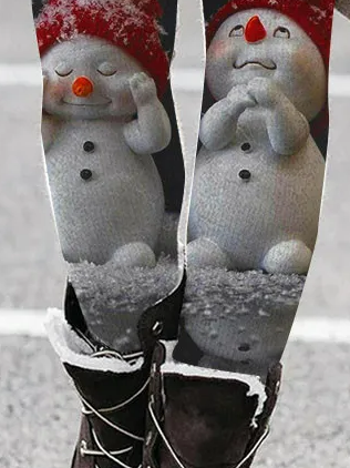 Weihnachtsschneemann Lässig Regelmäßige Passform Legging