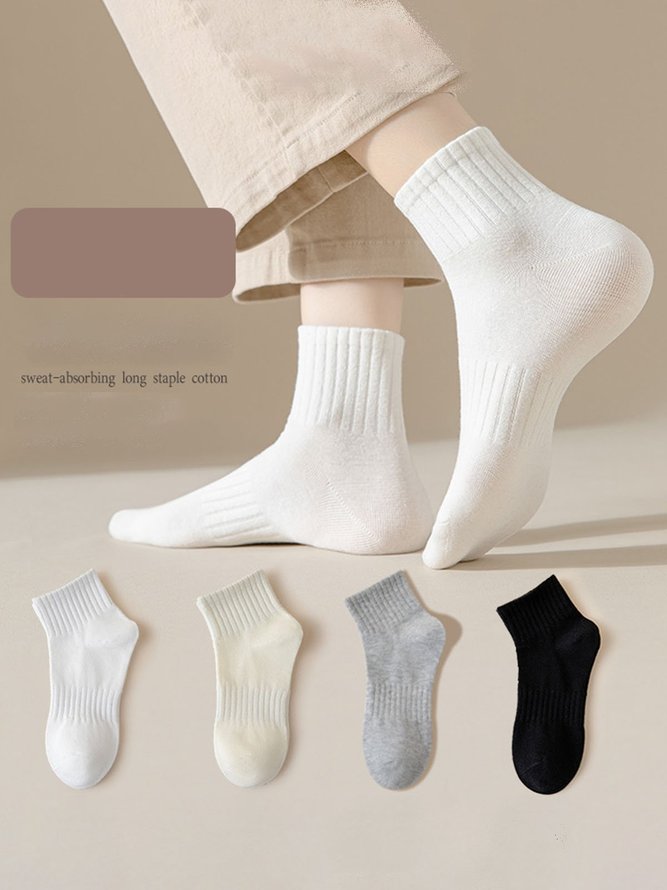 Damen Unifarben 5-Farbe Socken Kombination Set