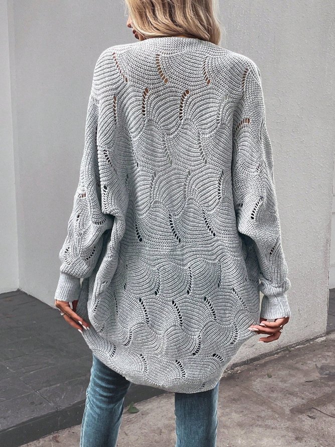 Weit Unifarben Sonstiges Lässig Strickjacke