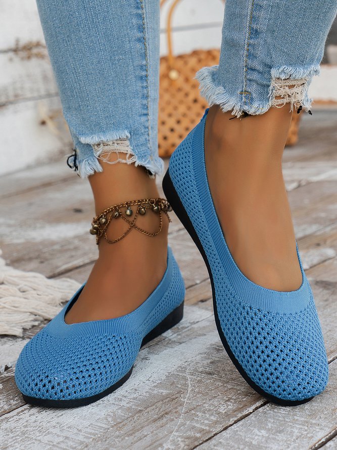 Damen Atmungsaktiv Ausgehöhlt Textil Lässig Flache Schuhe