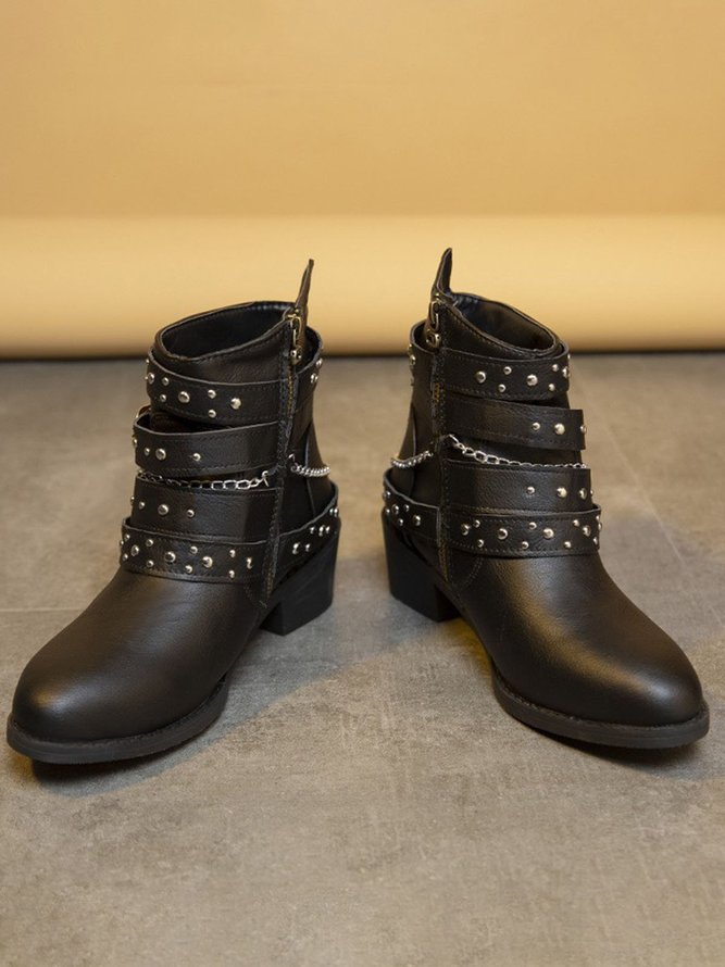 Niet Schnalle Kette Straße Biker PUNK Stiefelette