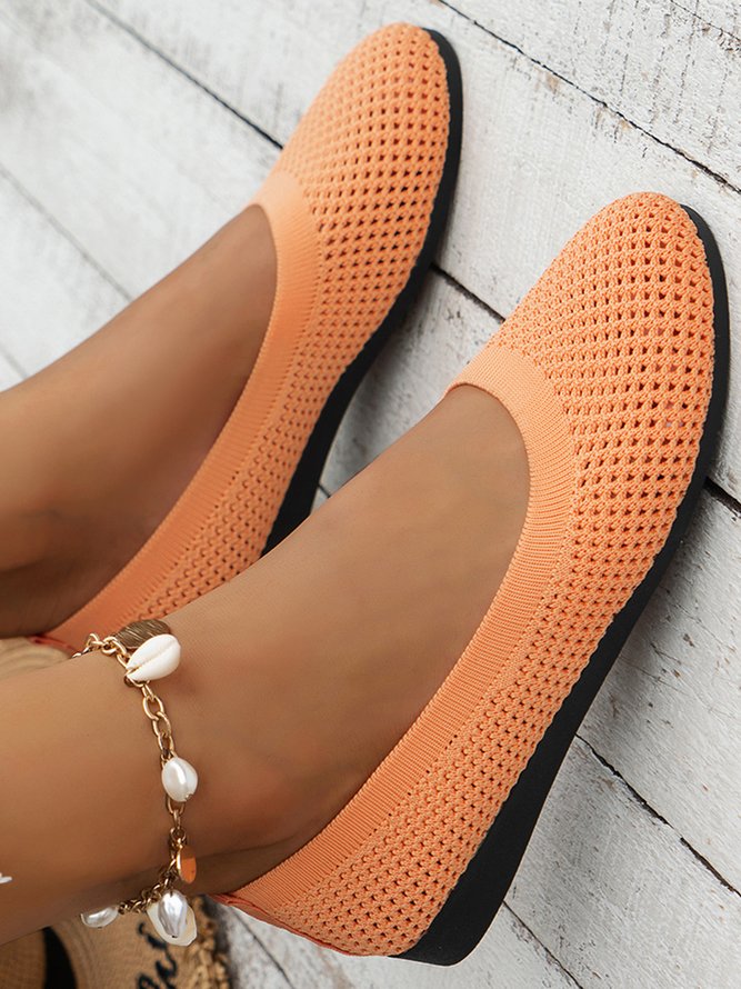 Damen Atmungsaktiv Ausgehöhlt Textil Lässig Flache Schuhe