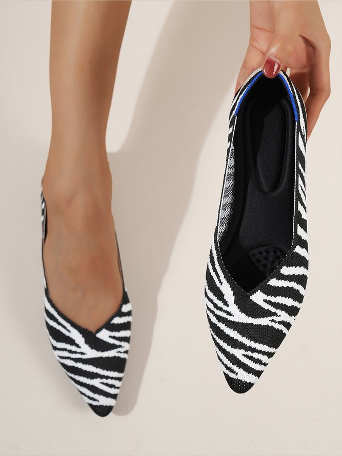 Barbie Pink Zebra Print Leopardenmuster Unifarben Farbe Massage Sohle Fliegend Gewebe Spitz Flach Schuhe
