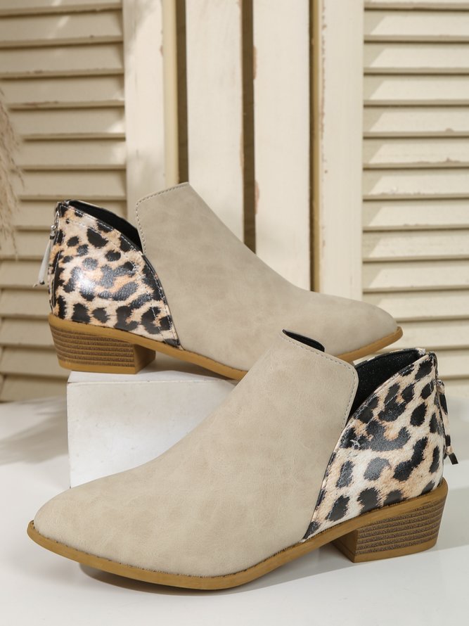 Damen Leopard Patchwork Chelsea Stiefelette