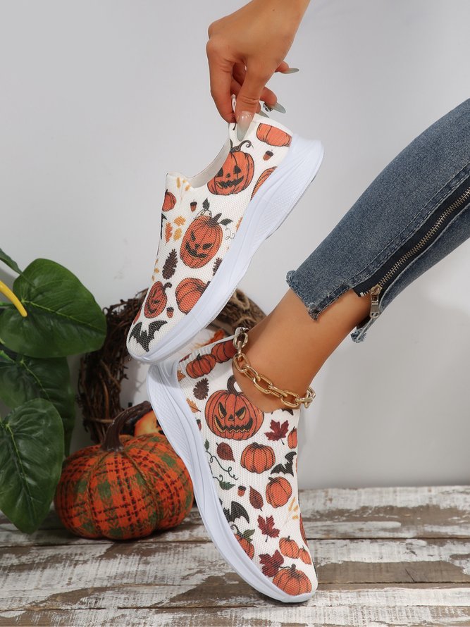 Halloween Kürbis die Fledermaus Slip On Flyknit Sneakers