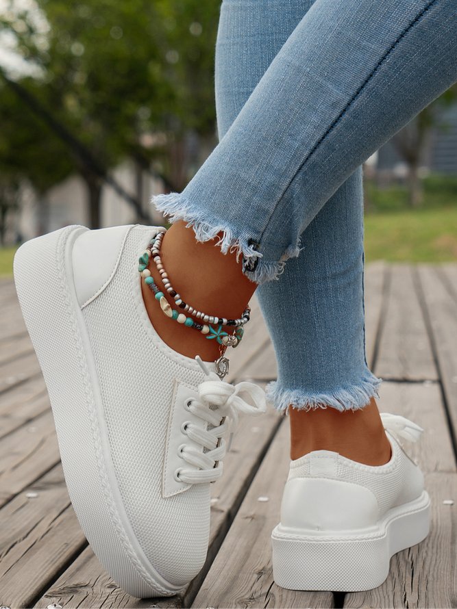Lässig Schnürung Dekor Atmungsaktiv Textil Skate-Schuhe