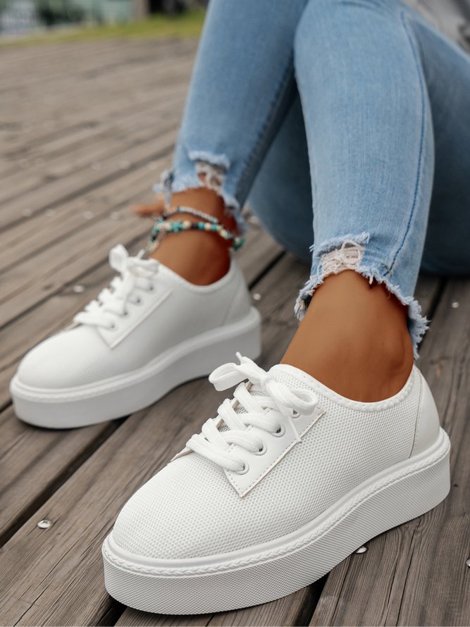Lässig Schnürung Dekor Atmungsaktiv Textil Skate-Schuhe