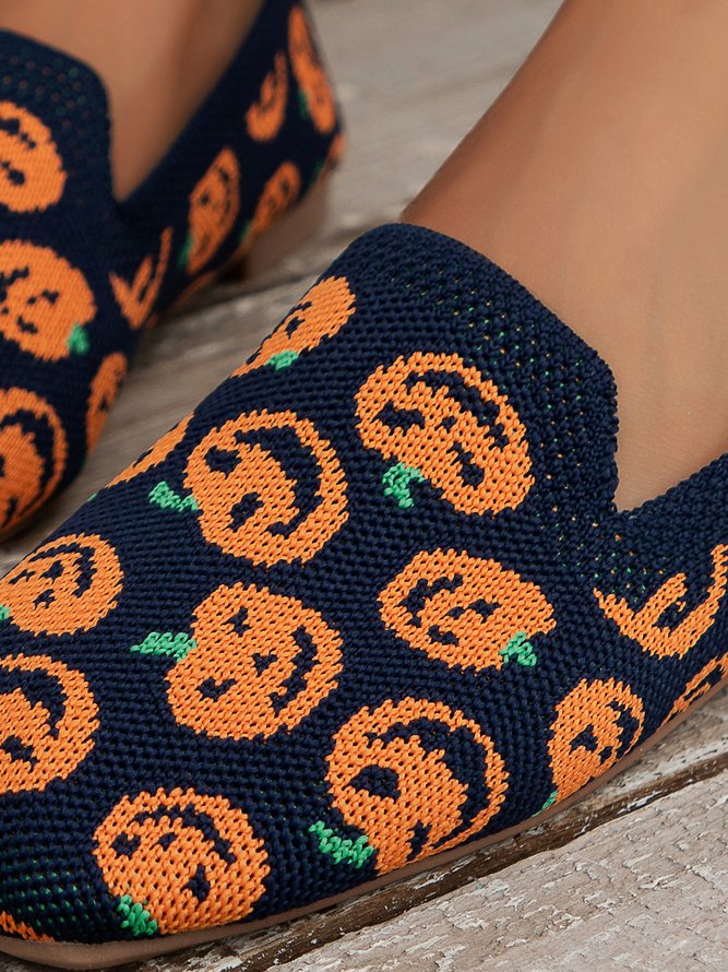 Halloween Kürbis Kopf Lässig Quadratisch Textil Schuhe
