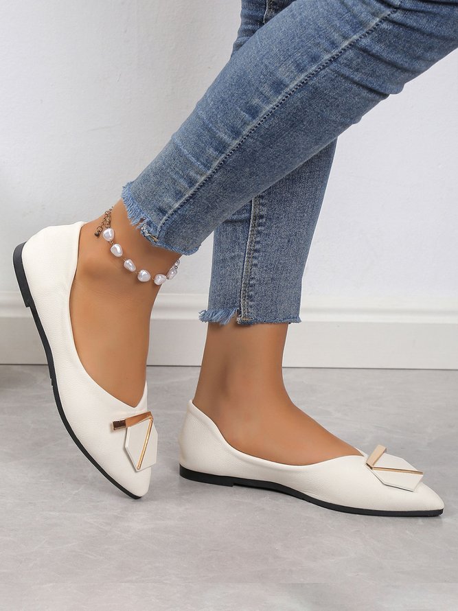 Urban Metall Dekor Spitz Flache Schuhe