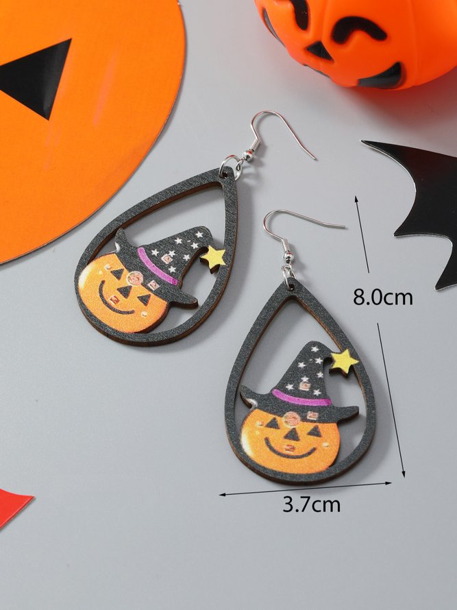 Halloween Kürbis Dämon Hölzerne Baumeln Ohrringe