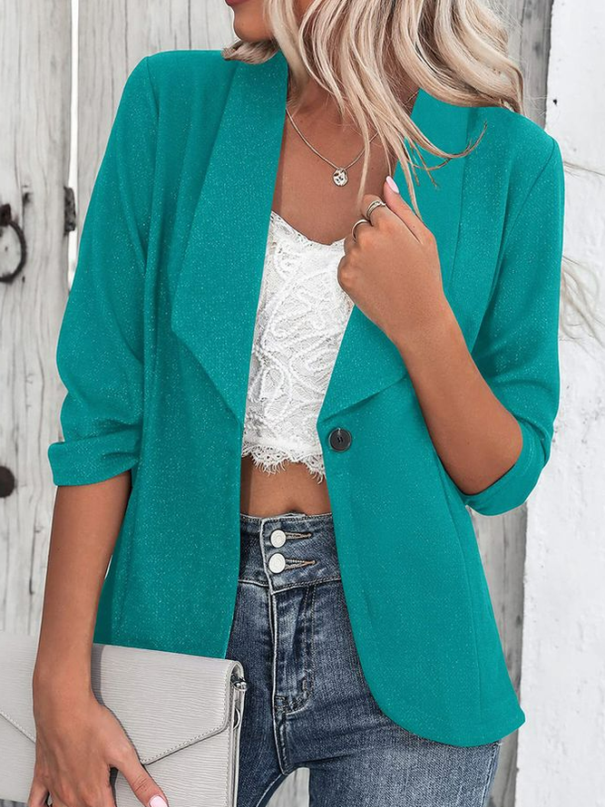 Schalkragen Regelmäßige Passform Unifarben Lässig Blazer
