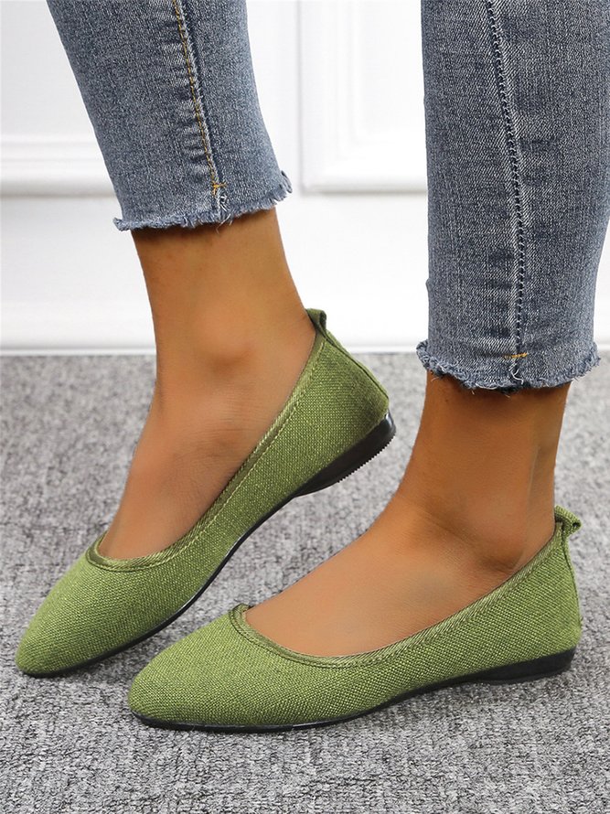 Damen Wicking Wicking Leinen Stoff Flache Schuhe