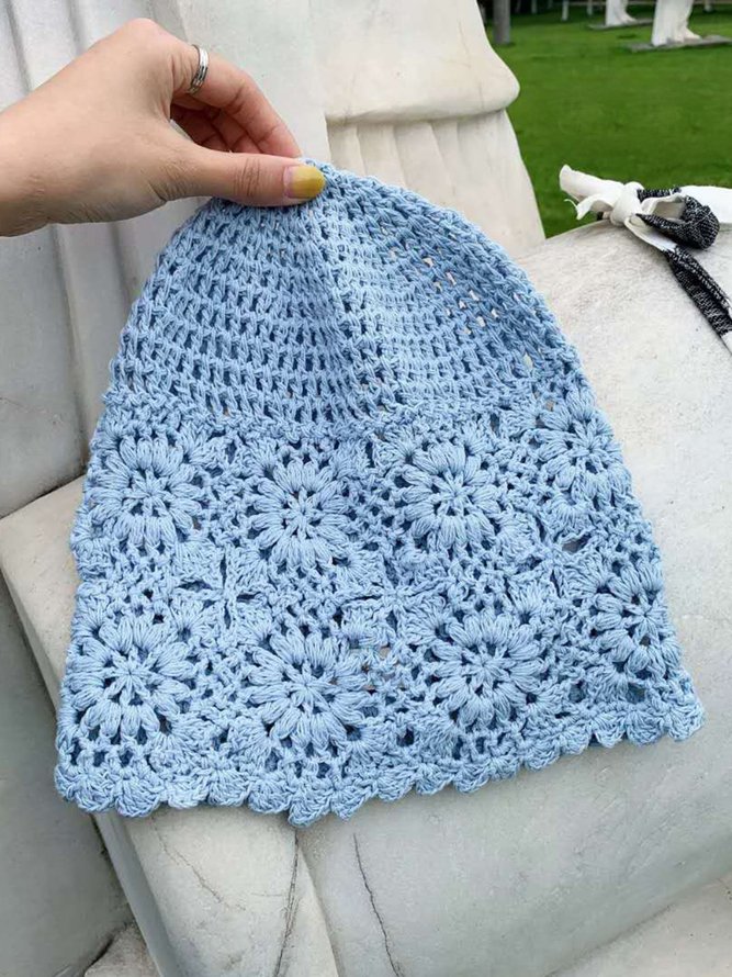 Blume Ausgehöhlt Hand Böhmisch Gestrickt Mütze Hut