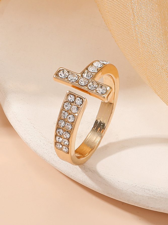 Strass Kreuz Verstellbar Ring