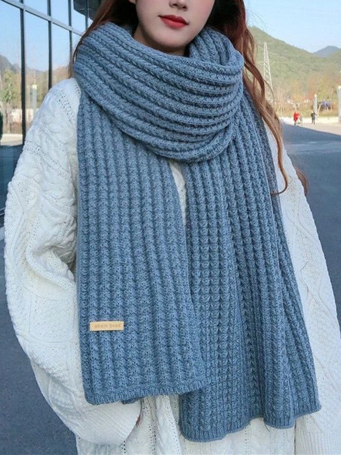 Damen minimalistisch Twist Gestrickt Wärme Unifarben Schal