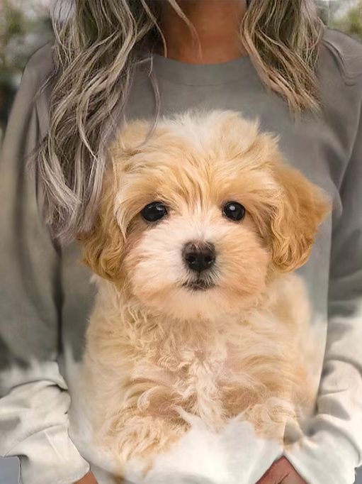 Hund Weit Rundhals Lässig Sweatshirt