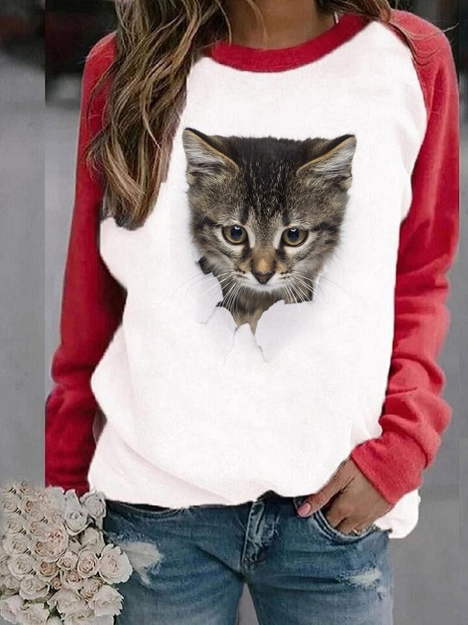 Lässig Rundhals Sweatshirt