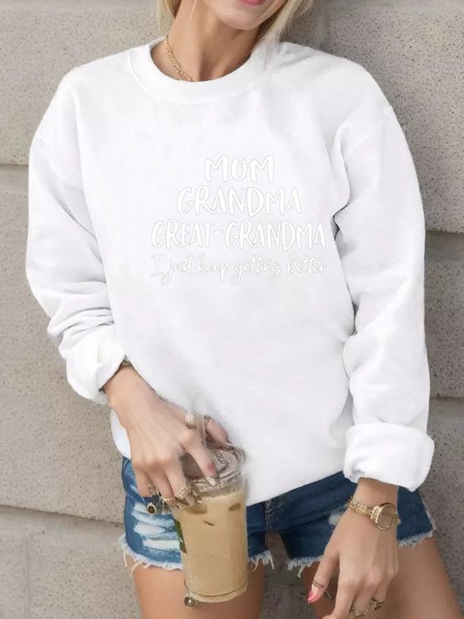 Weit Textbriefe Rundhals Lässig Sweatshirt