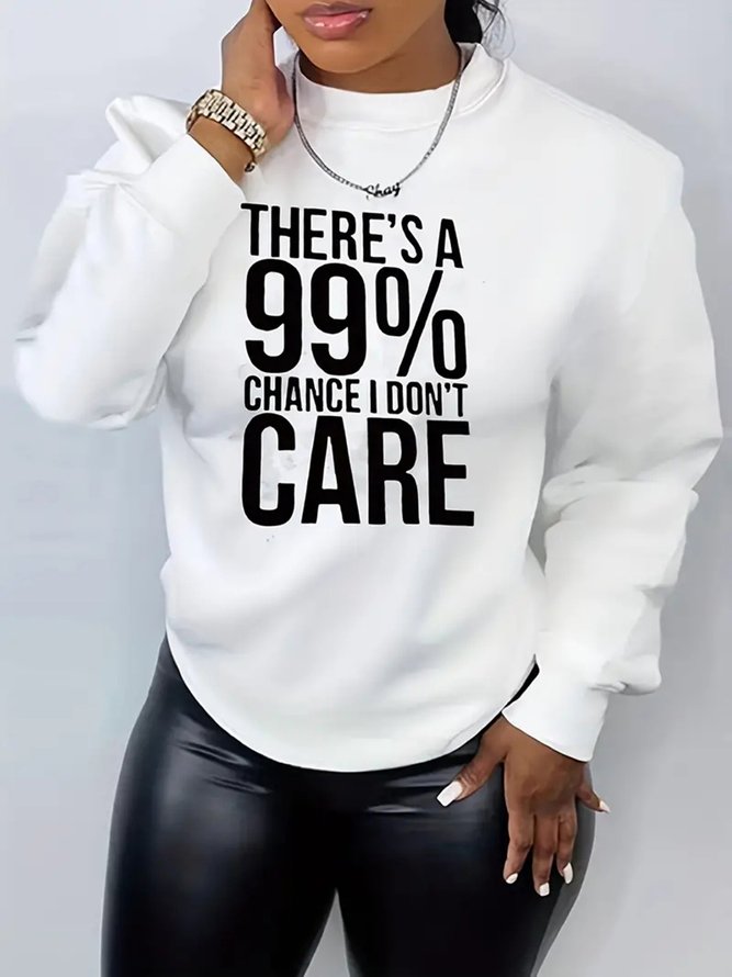 Rundhals Lässig Textbriefe Weit Sweatshirt