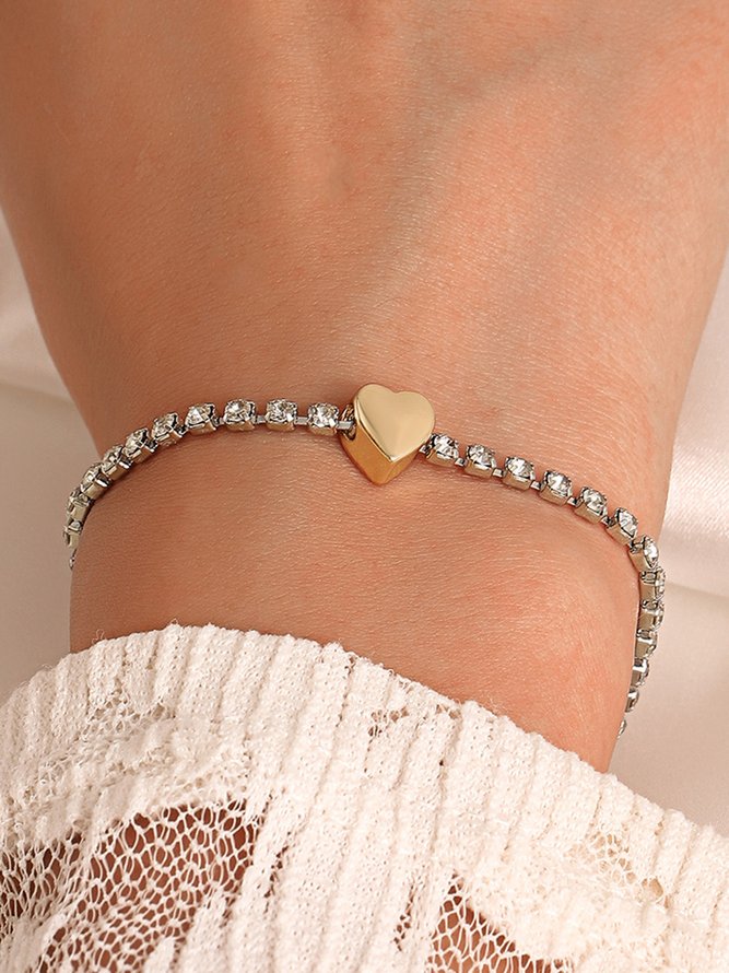 minimalistisch Strass Herz Stern Kettenarmbänder