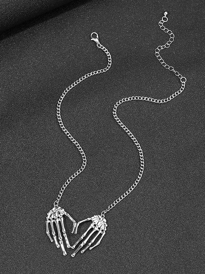 Halloween Unisex PUNK Schädel Hand Pendant Halskette