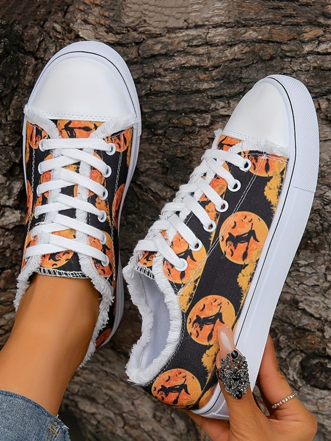 Halloween Hexe Franse Schnürung Segeltuch Schuhe