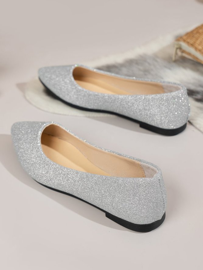 Damen minimalistisch Glitzernd Spitz Flache Schuhe