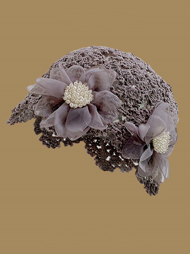 Elegant Nachgemachte Perlen Abziehbilder Gestrickt Hut