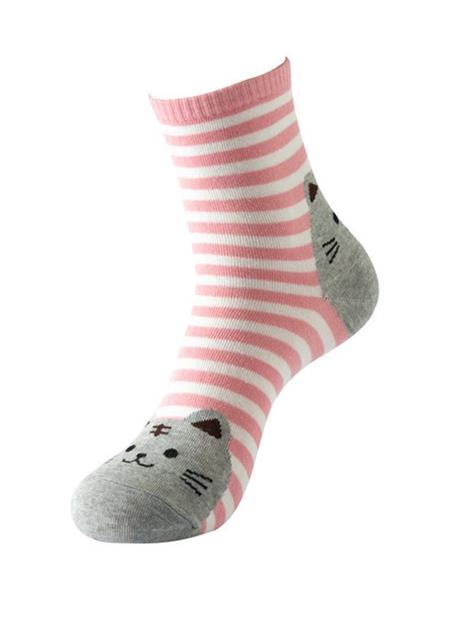 1 Paar Kartoon Katze Streifen Socken