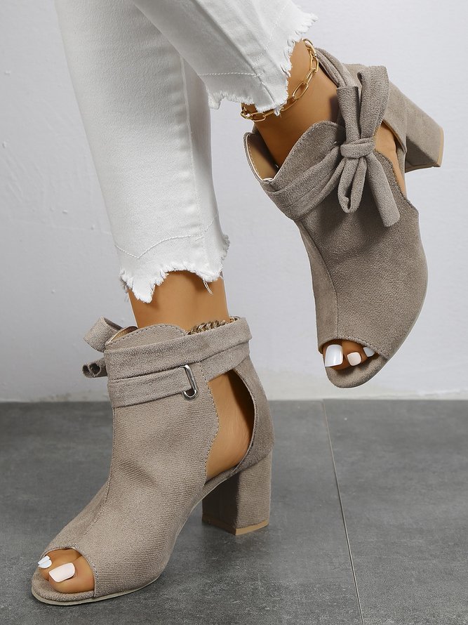 Schleife Seite Cut-Out Fashion Sandalen mit klobigem Absatz Stiefelette