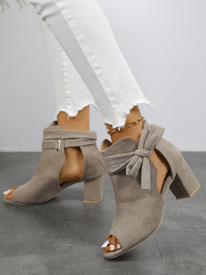 Schleife Seite Cut-Out Fashion Sandalen mit klobigem Absatz Stiefelette