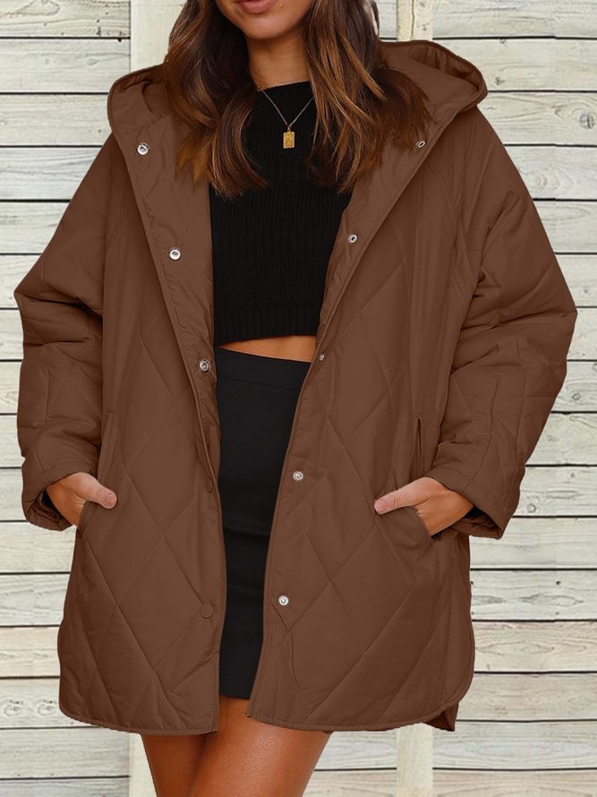 Lässig Unifarben Kapuze Jacke