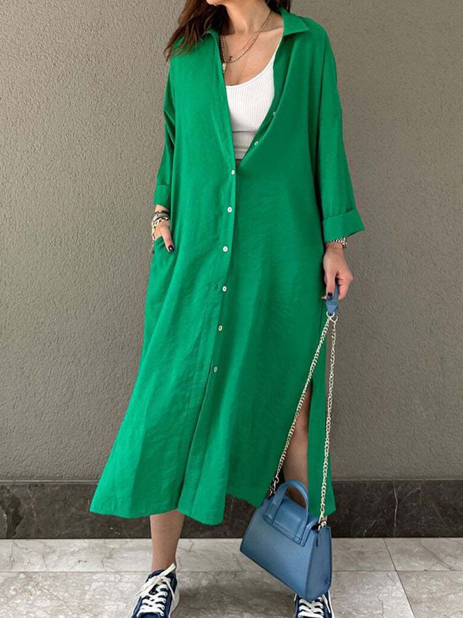 Hemdkragen Freizeitkleid Mit Nein