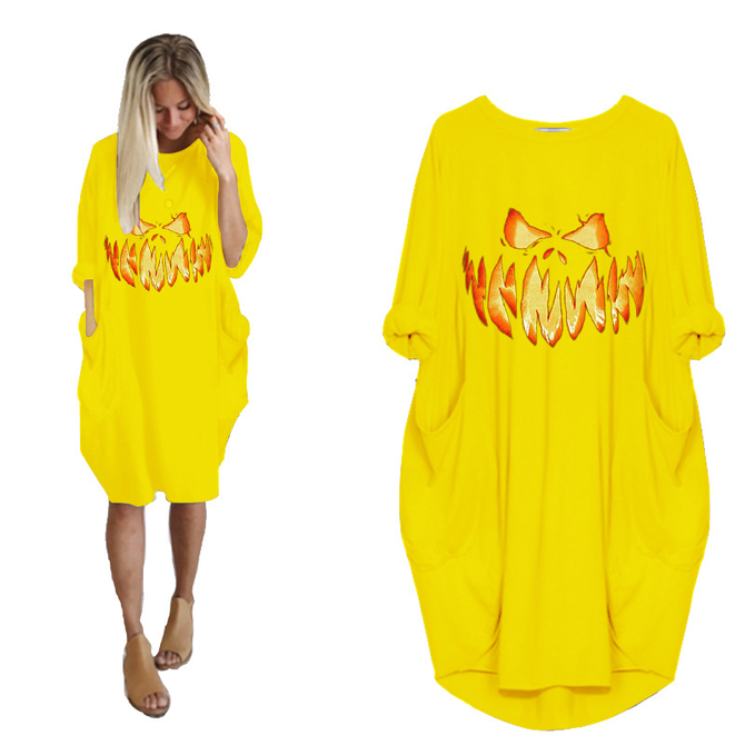 Rundhals Weit Halloween Freizeitkleid
