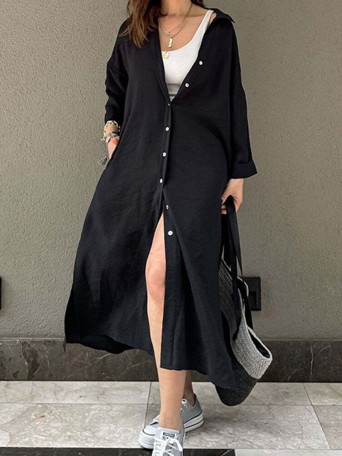 Hemdkragen Freizeitkleid Mit Nein
