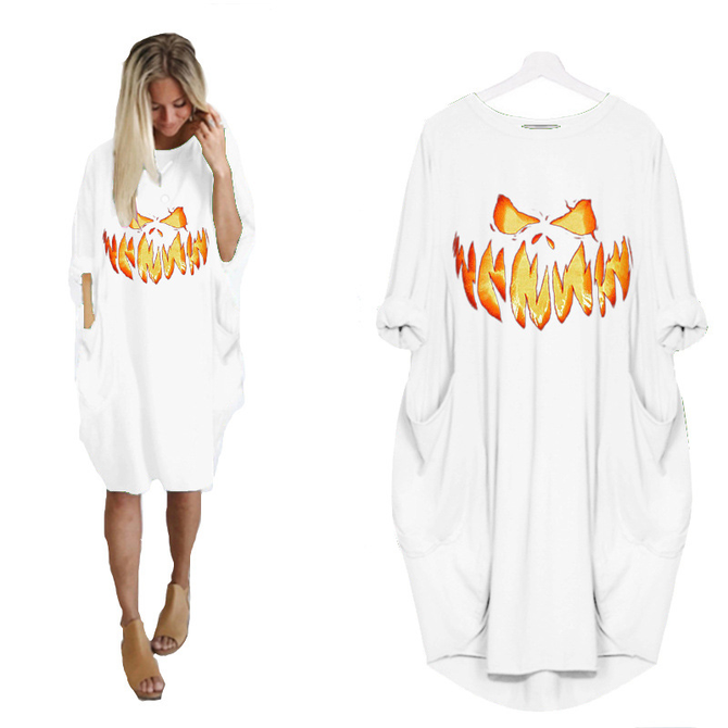 Rundhals Weit Halloween Freizeitkleid