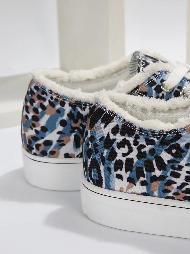 Lässig Leopard Franse Schnürung Segeltuch Schuhe