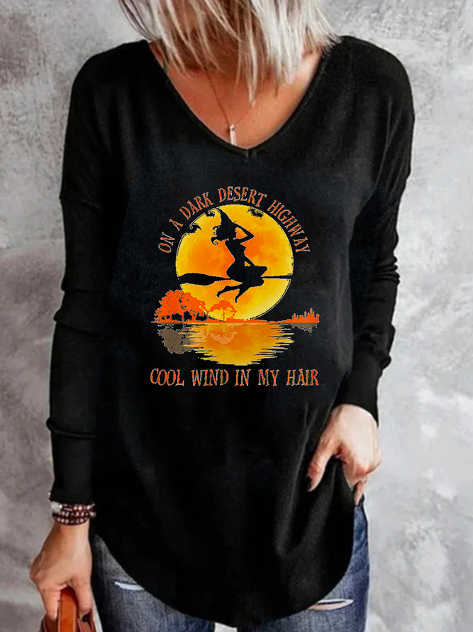 Weit Lässig Halloween Rundhals T-Shirt