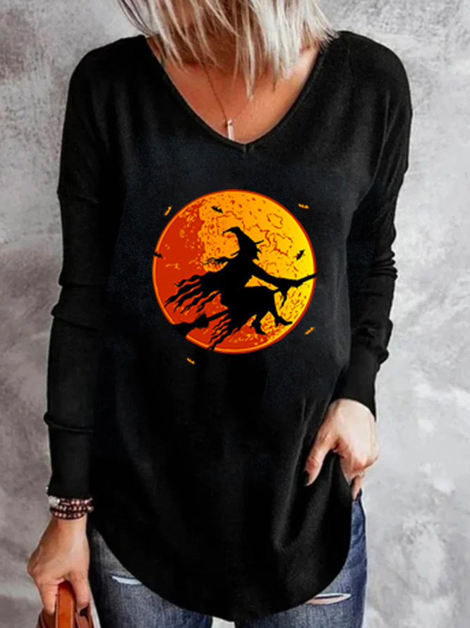 Weit Lässig Halloween Rundhals T-Shirt