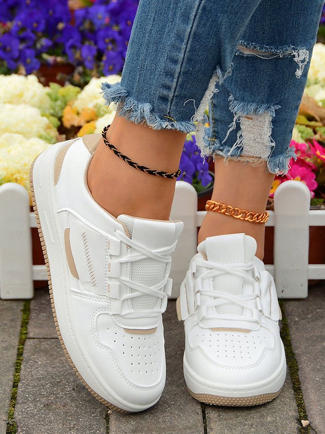Damen minimalistisch Lässig Ausgehöhlt Schnürung Skate-Schuhe