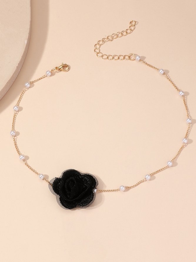 Elegant Blume Nachgemachte Perlen Halsband