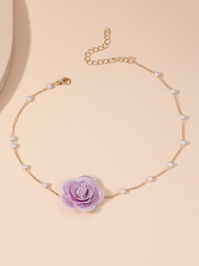 Elegant Blume Nachgemachte Perlen Halsband