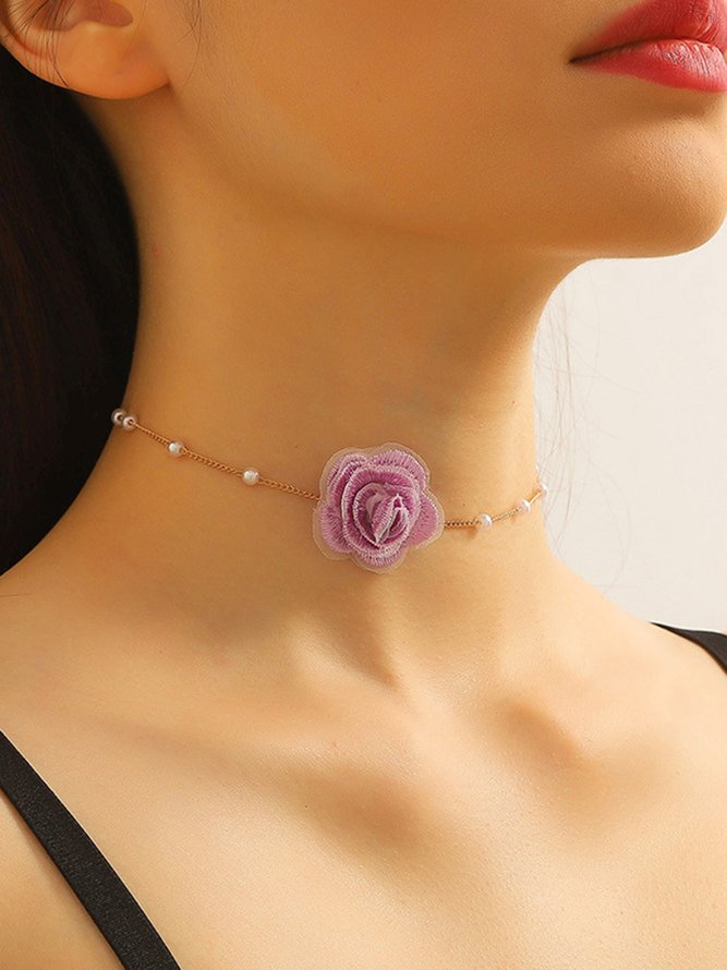 Elegant Blume Nachgemachte Perlen Halsband