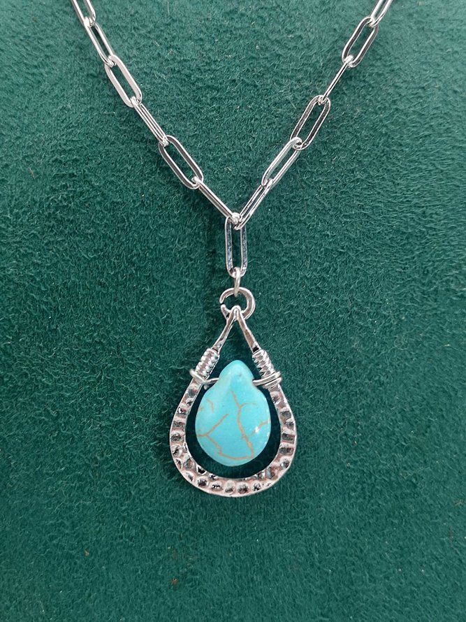 Türkis Fallen Form Retro Pendant Halskette