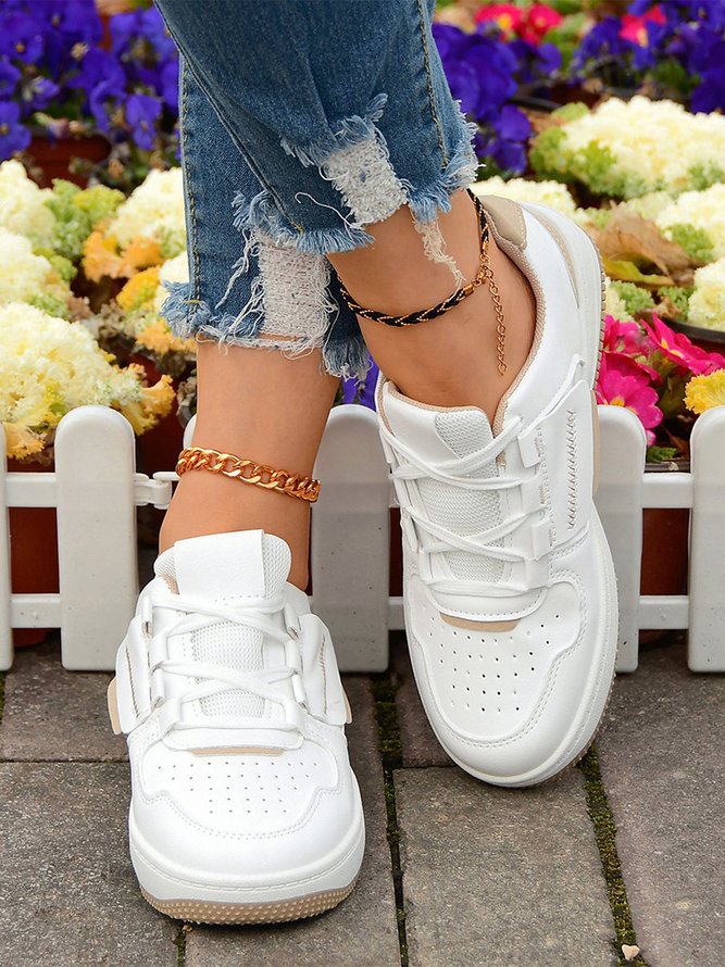Damen minimalistisch Lässig Ausgehöhlt Schnürung Skate-Schuhe