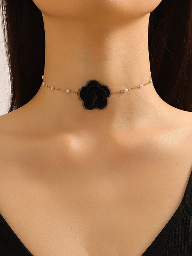 Elegant Blume Nachgemachte Perlen Halsband