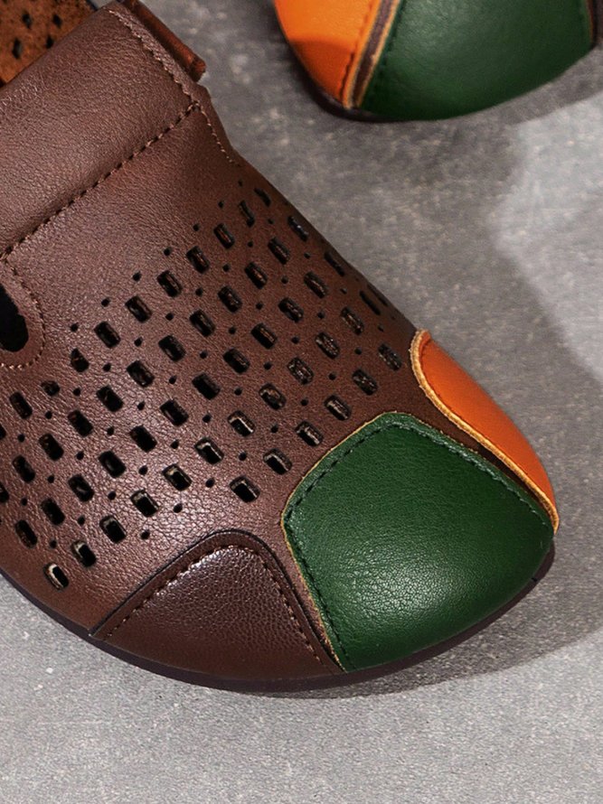 Damen Farbblock Ausgehöhlt Mary Jane Schuhe