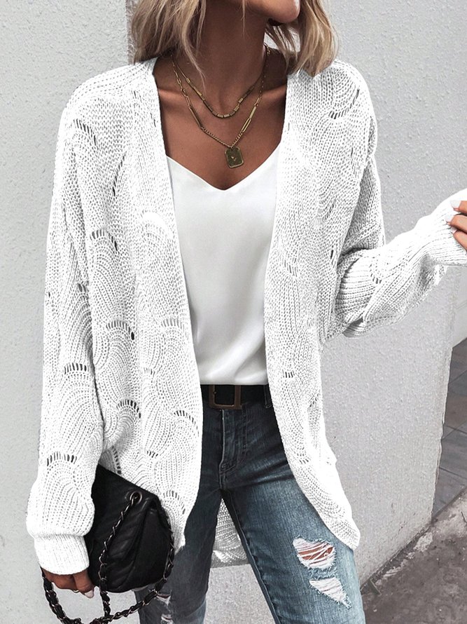Weit Unifarben Sonstiges Lässig Strickjacke