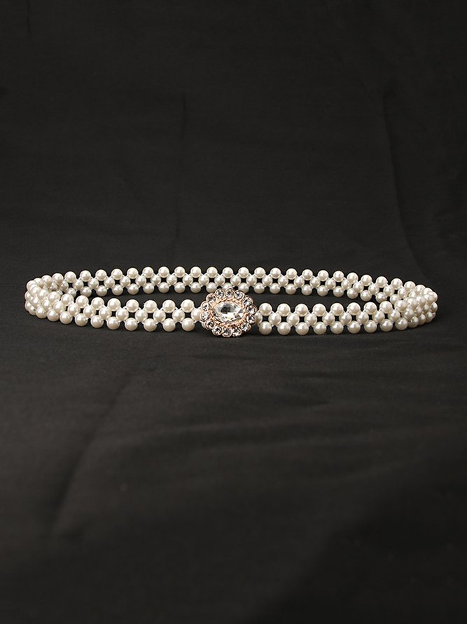Elegant Strass Faux Perle Elastische Taille Gürtel